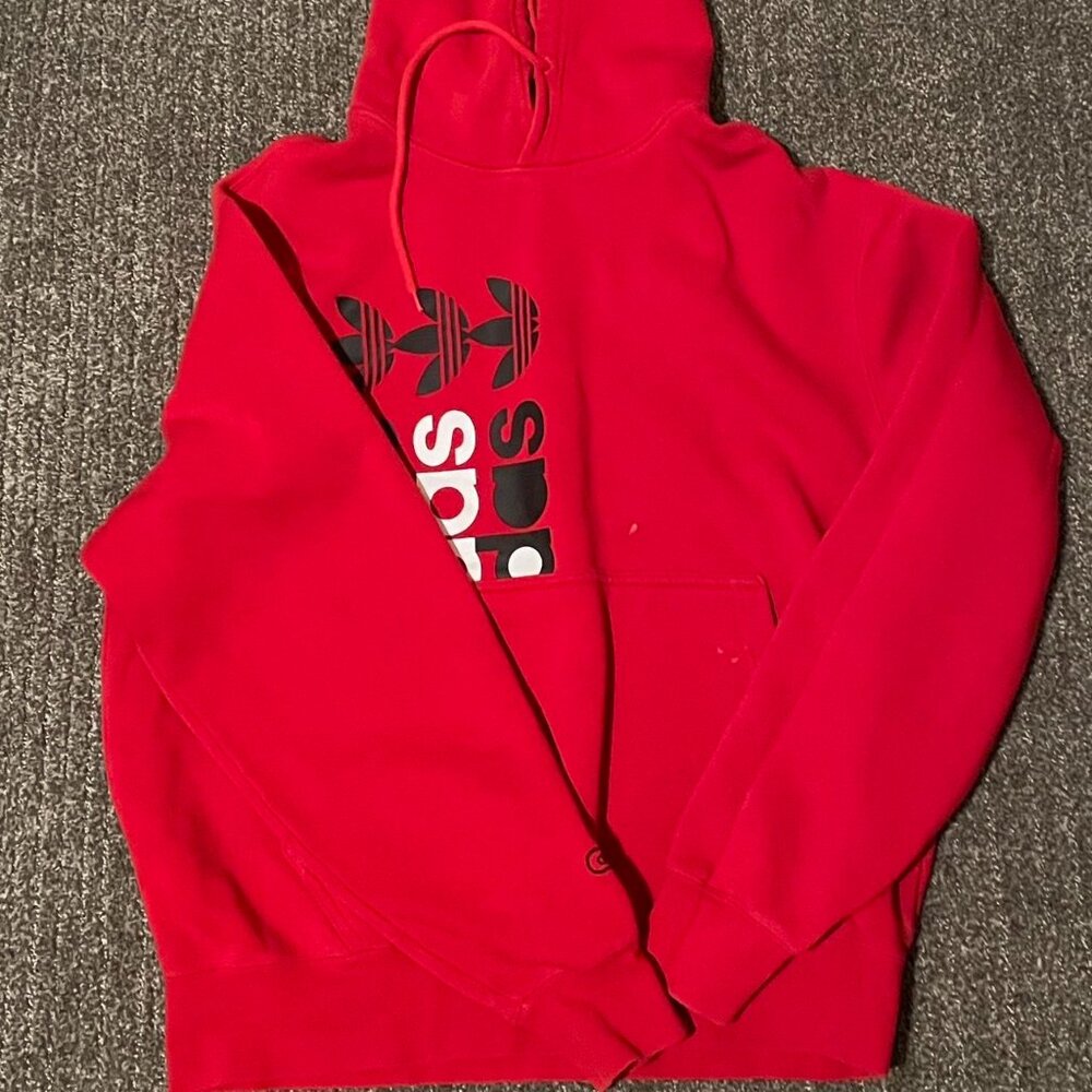 Retro Adidas red hoodie large